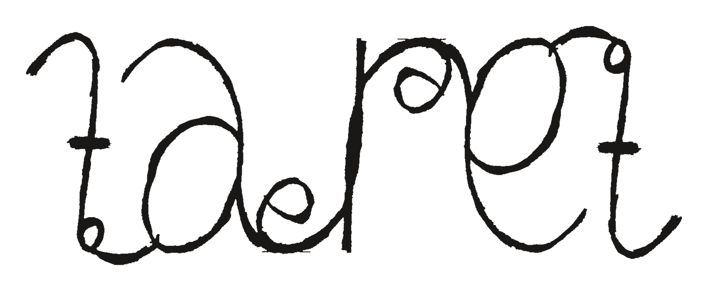 An ambigram of the name Tareq in the Latin alphabet, which reads the same when rotated 180 degrees.